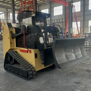 Euro 5 Certified Large Wheel Skid Steer Loader with Land Plane Grader Attachment China Supplier
