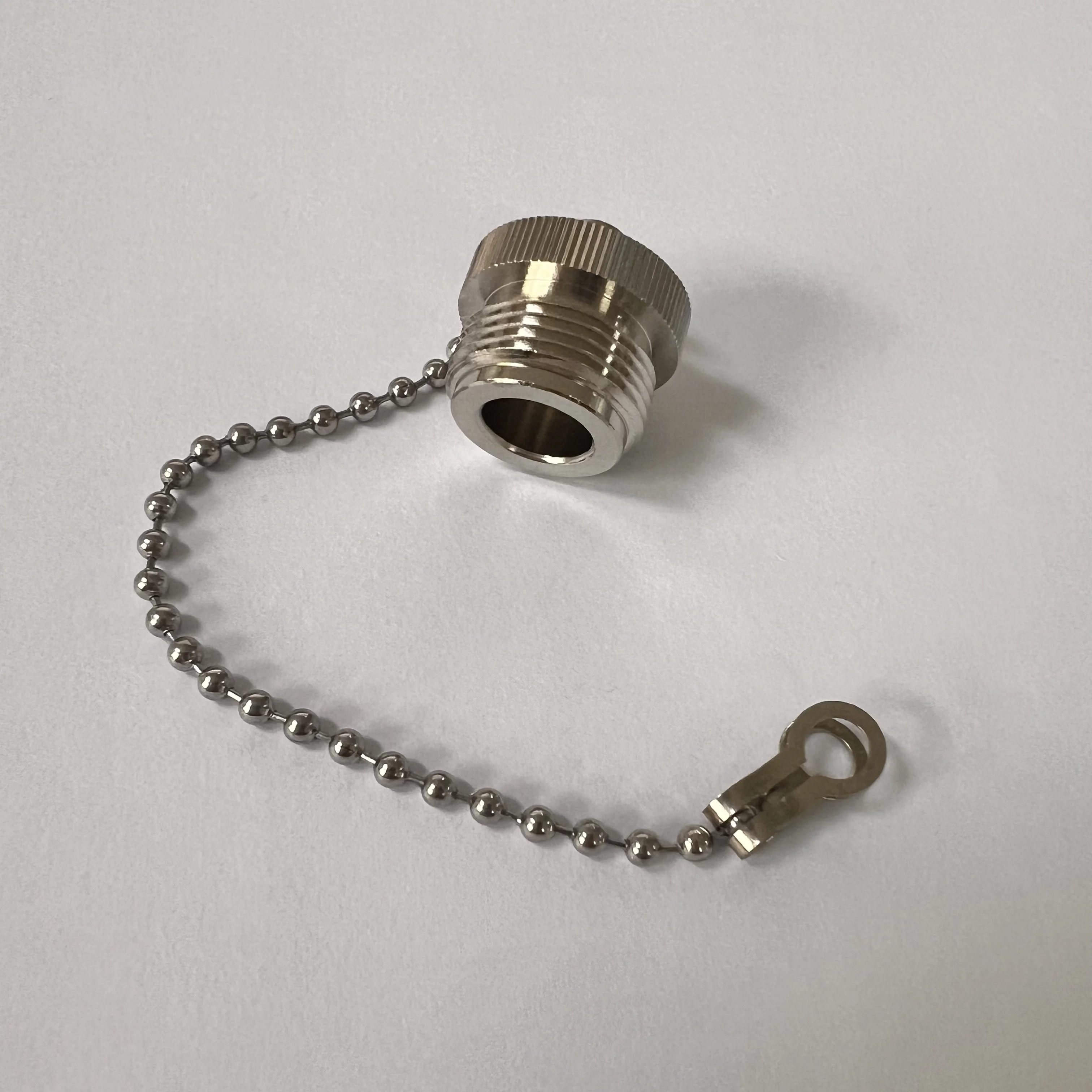 product good quality brass material chain nickel plating connector protector dust cap for n female rf coaxial connector-1