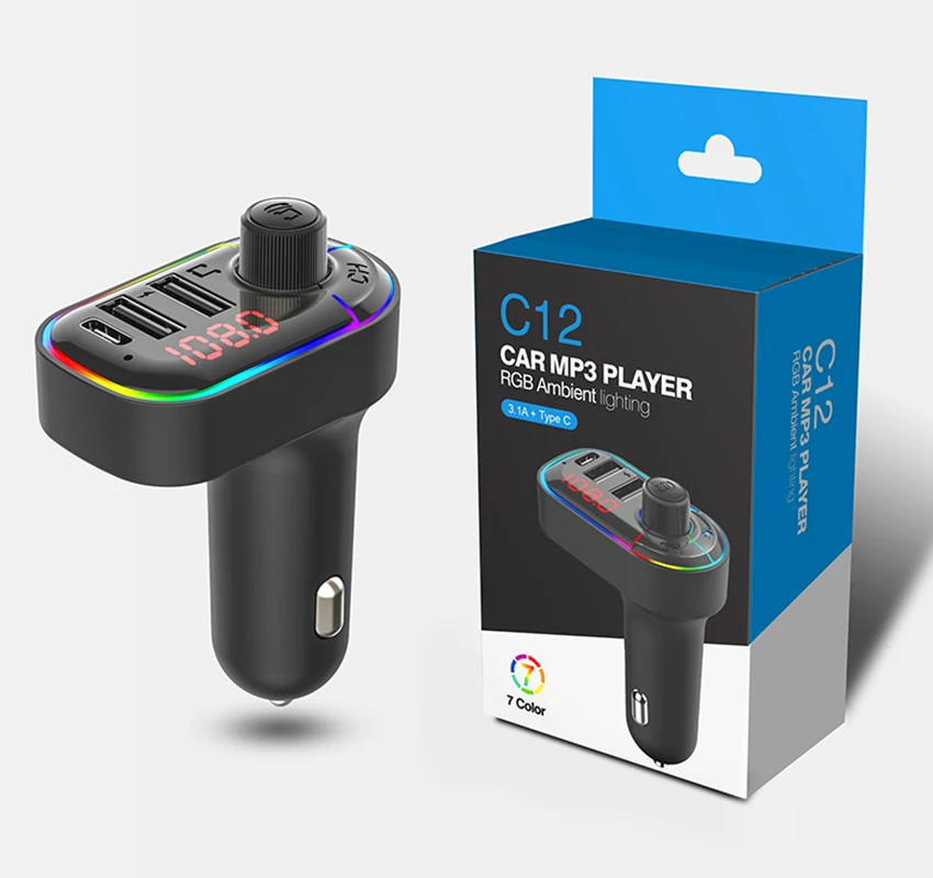 roem Machtig worst Lutu C12 Bluetooth 5.0 Fm Transmitter Hands-free Car Mp3 Player 7+1  Colorful Lights Usb Fast Car Charger Support Siri - Buy Fm  Trasmitter,Bluetooth Fm Transmitter,Usb Car Charger Product on Alibaba.com