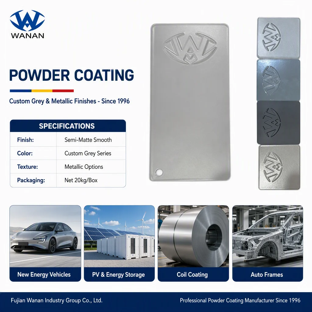 Semi-Matte Grey Powder Coating with Metallic Options