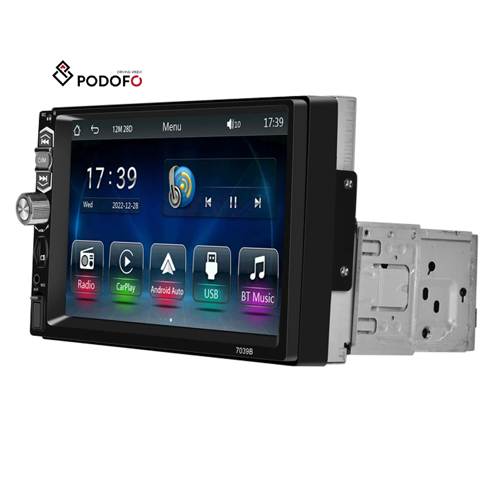 Podofo 7'' Car MP5 Player - Bluetooth FM Radio, Android Auto