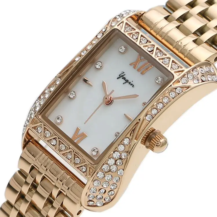 Stainless steel 50m waterproof square quartz women’s watch fashion trend women’s rose gold watch