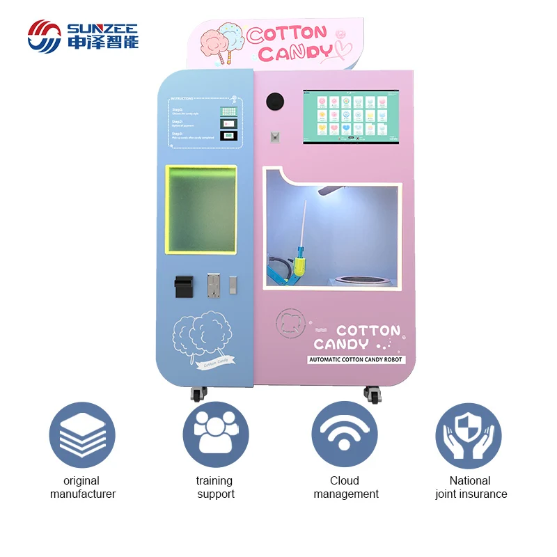 Candy Intelligent Candy Flower Floss Vending Making Machine Automatic Cotton Candy Machine with Super Touch Advertising