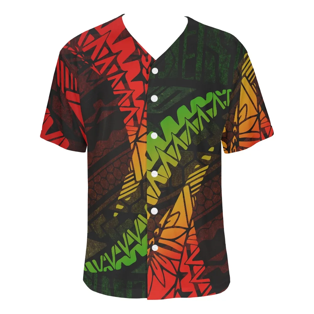 Camicia hawaiana da uomo polinesiana tribale Tattoo Design stile