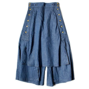 Women's Fashion Denim Pants New Arrival Loose Fit Wide Leg Side Button-up Washed Jeans Custom-make Dark Blue 100% Cotton