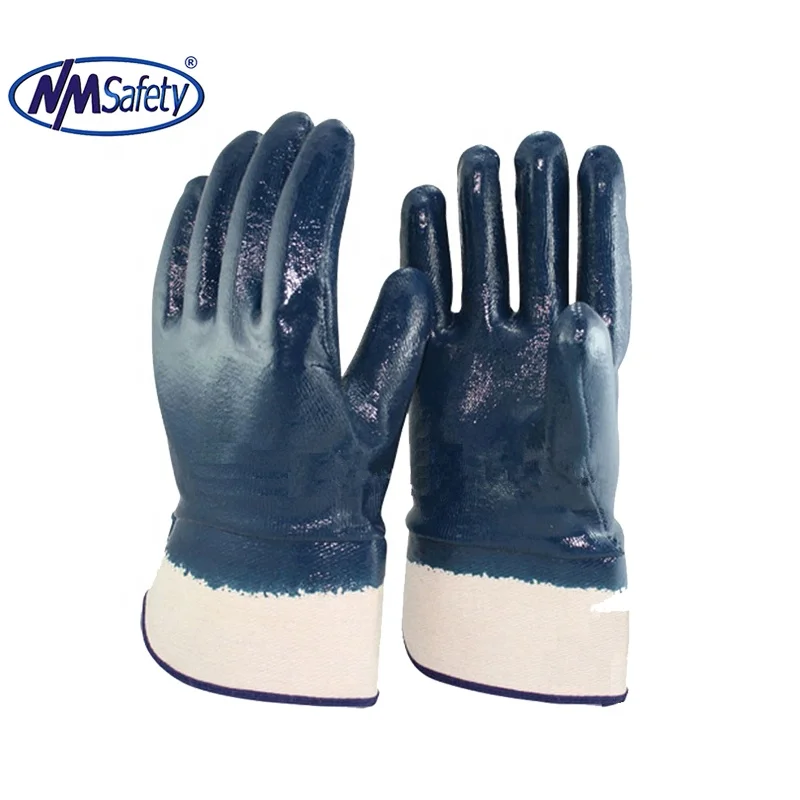 Nmsafety Ansi Nitrile Coated Gloves Oil Gas Blue Ppe Mining Glove