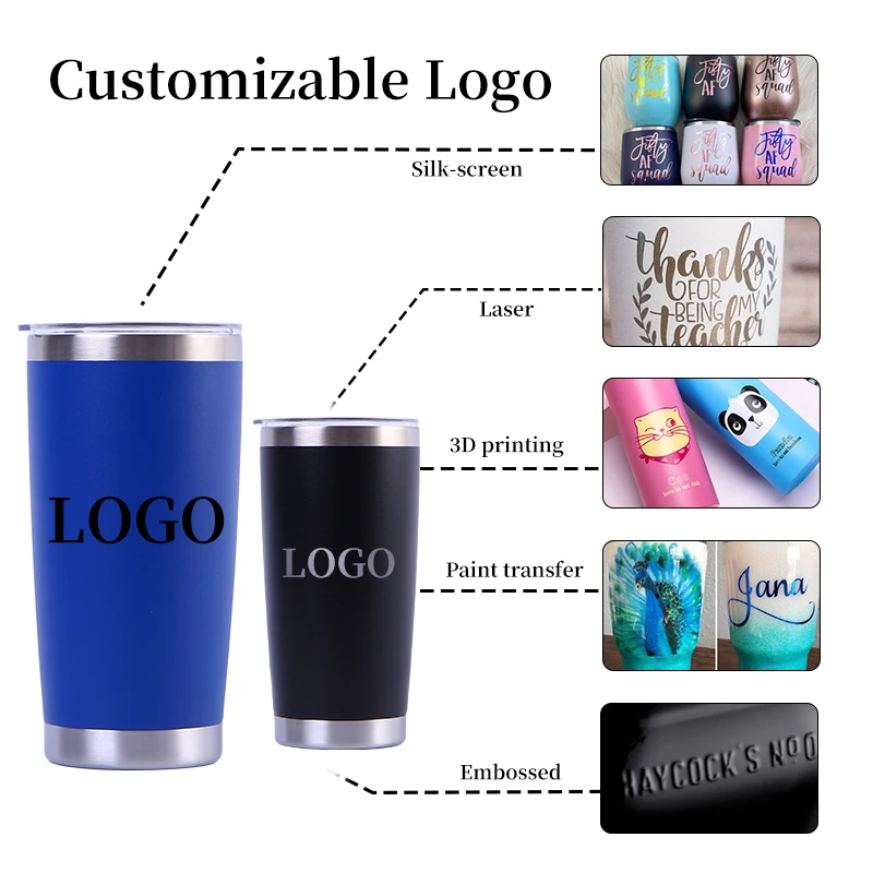 Factory Direct Custom logo 20 oz Powder Coated Regular Tumblers Double Wall Vacuum Insulated Stainless Steel Coffee Car Travel