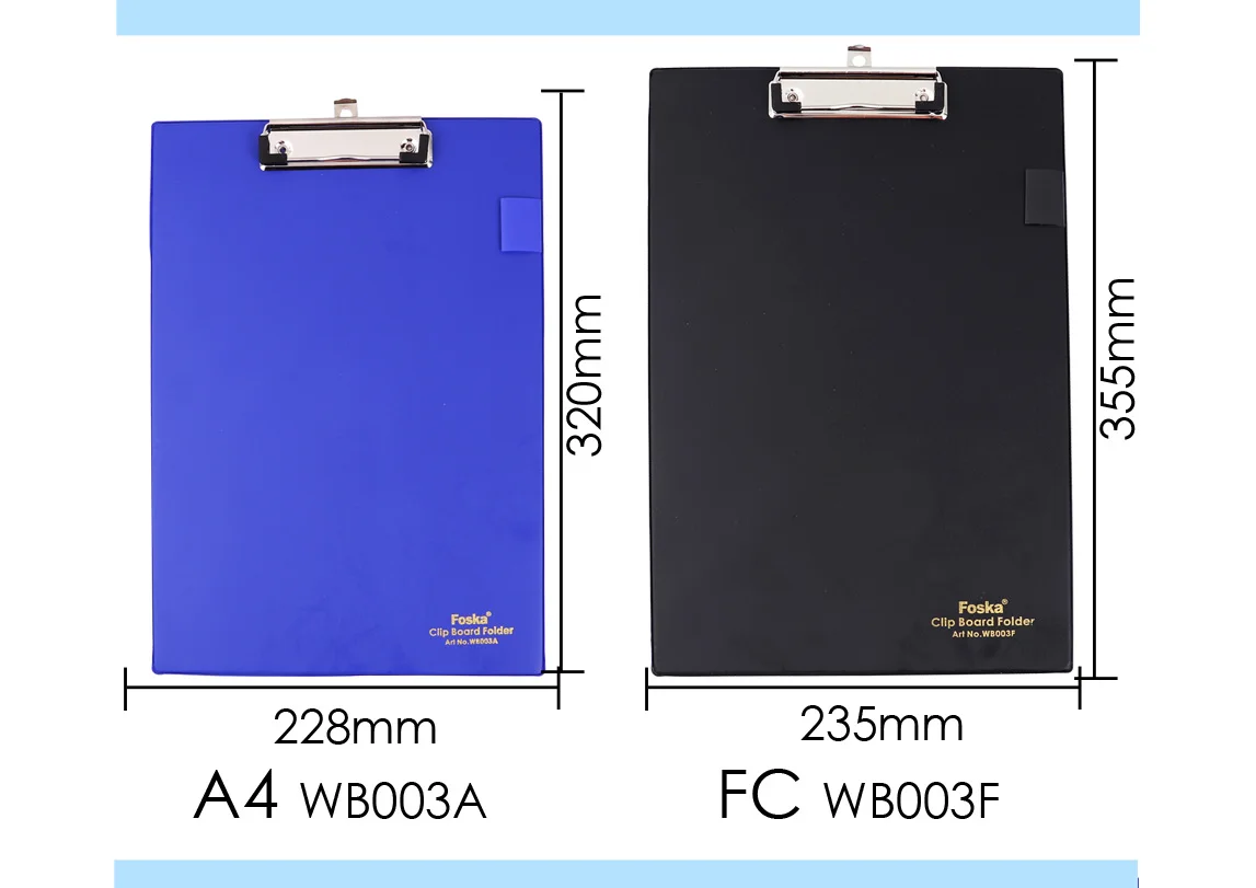 Foska High Quality Plastic Office A4 & FC Size Clipboard With Document ...