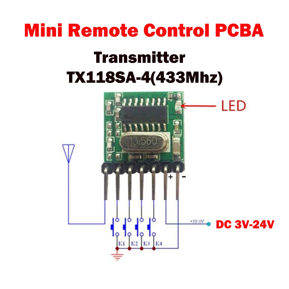 433MHz RF RX480E receiver Transmitter module wireless remote control  4 channel Learning Code 1527 for arduino 433MHz RF RX480E