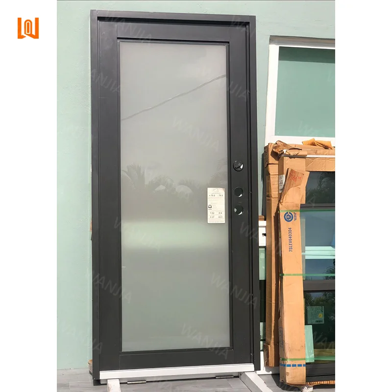 WANJIA Customized Modern Patio Front Entry Door Exterior Glass Aluminum French Door Aluminum Casement Door