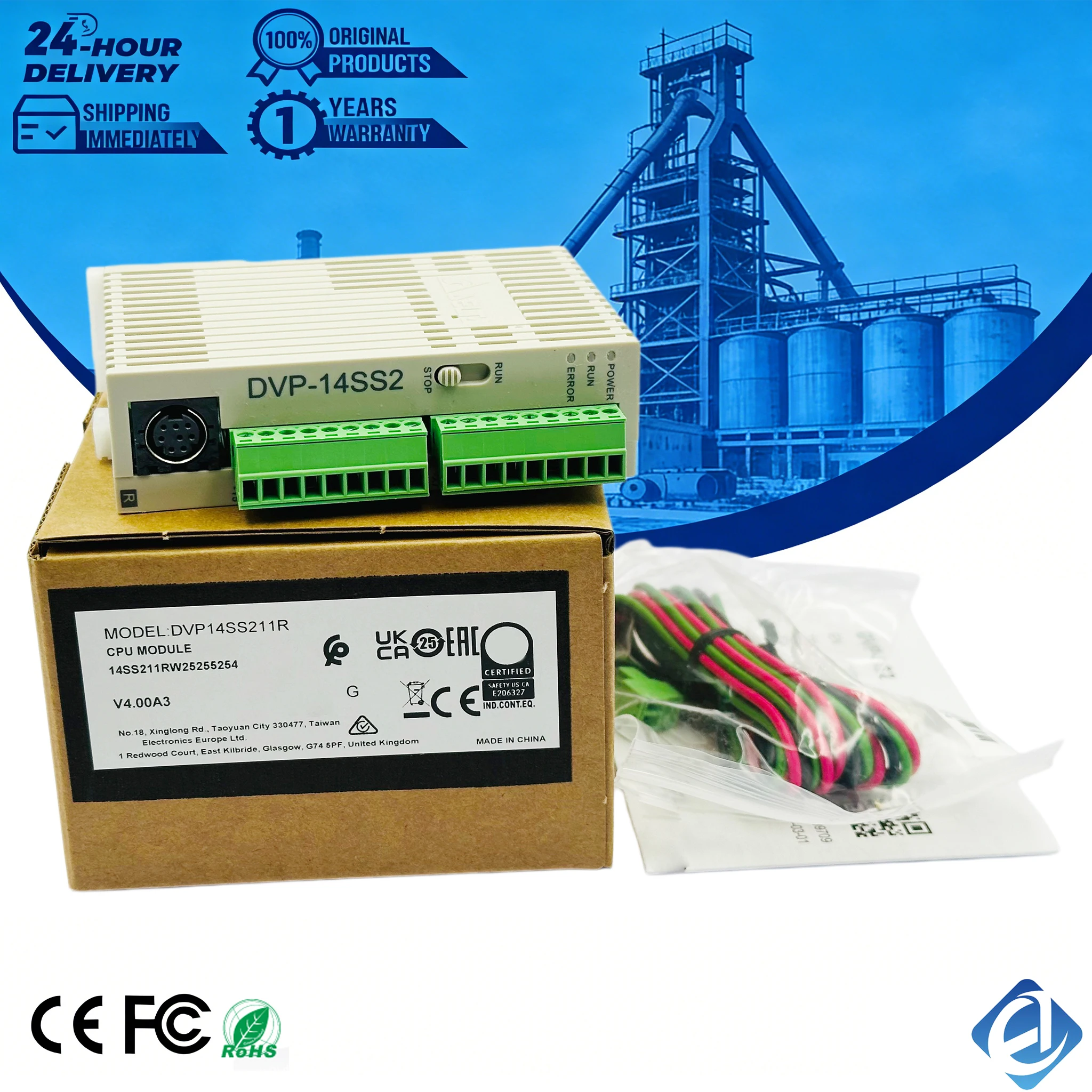 New Original DVP14SS211R EPR CE Certified PLC Module PAC & Dedicated Controllers with RS485 110V 1 I/O Stock in Warehouse