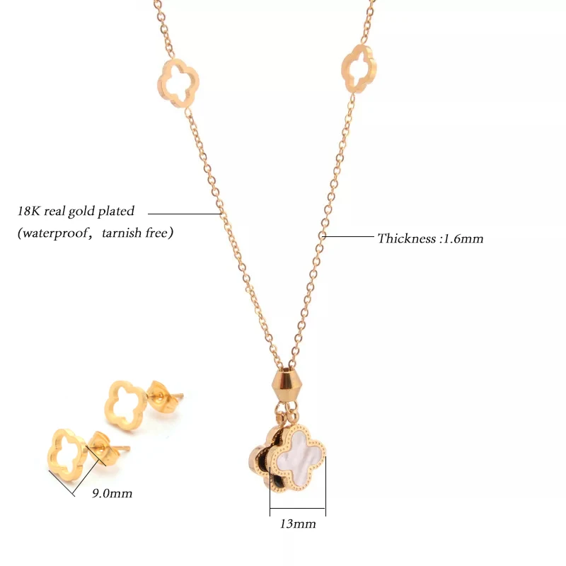 Clover Pendant Necklace - 18K Gold Plated - Waterproof - Tarnish