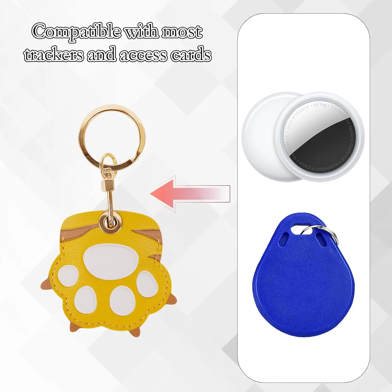 Paws Wholesale Secure Custom Protective Anti-Scratch GPS Tracker Case Leather air Tag Coin Holder Keychain With Key Ring