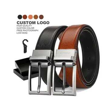 Luxury Design Man Reversible Belt Custom Alloy Buckle Belt Genuine Leather Belts for Men Double Side Cowhide
