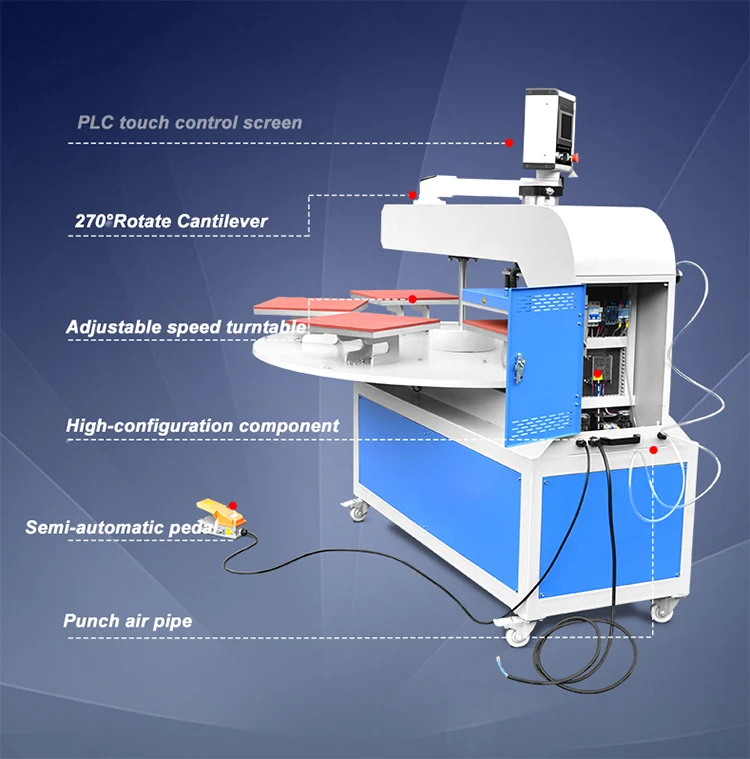 Gaoshang Factory's 3 Station Automatic T-shirt Printing Press Heat Transfer Machine Pneumatic Driven New Condition Price details