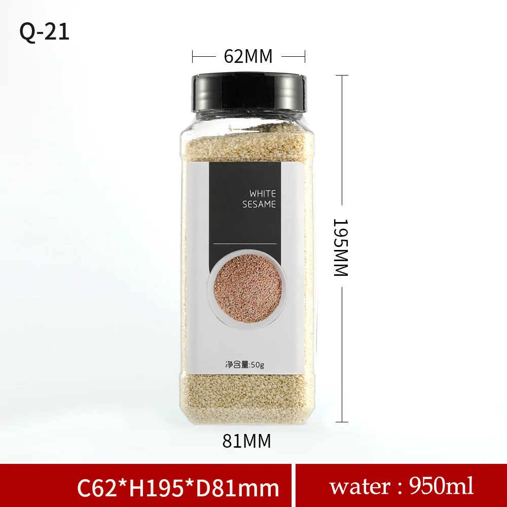 Оптовая продажа инструменты для трав и специй прозрачные пластиковые квадратные контейнеры бутылок с пластиковой крышкой