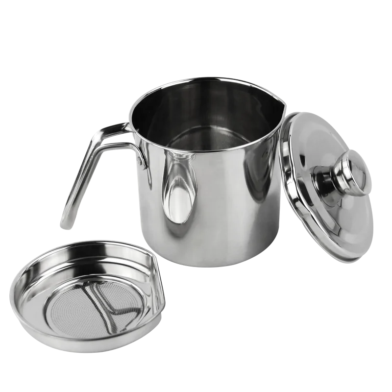 Hot Selling China New Design Oil Strainer Pot Filter Stainless Steel Storage Kitchen Pots Strainer Cooking Oil Filter Pot