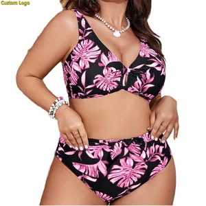 Wholesale Custom Swimwear Private Label Sexy High Waisted Bikini Women Plus Size Beach Wear Swim Summer Swimsuit XXXL 2026