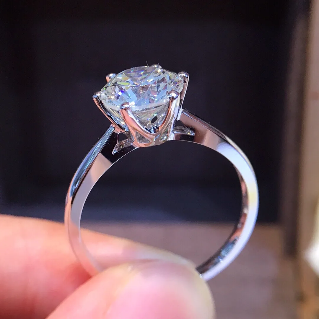 Simple Design Prong 14K White Gold Moissanite Ring 1ct D Color Round  Loose Diamond for Wedding Rings