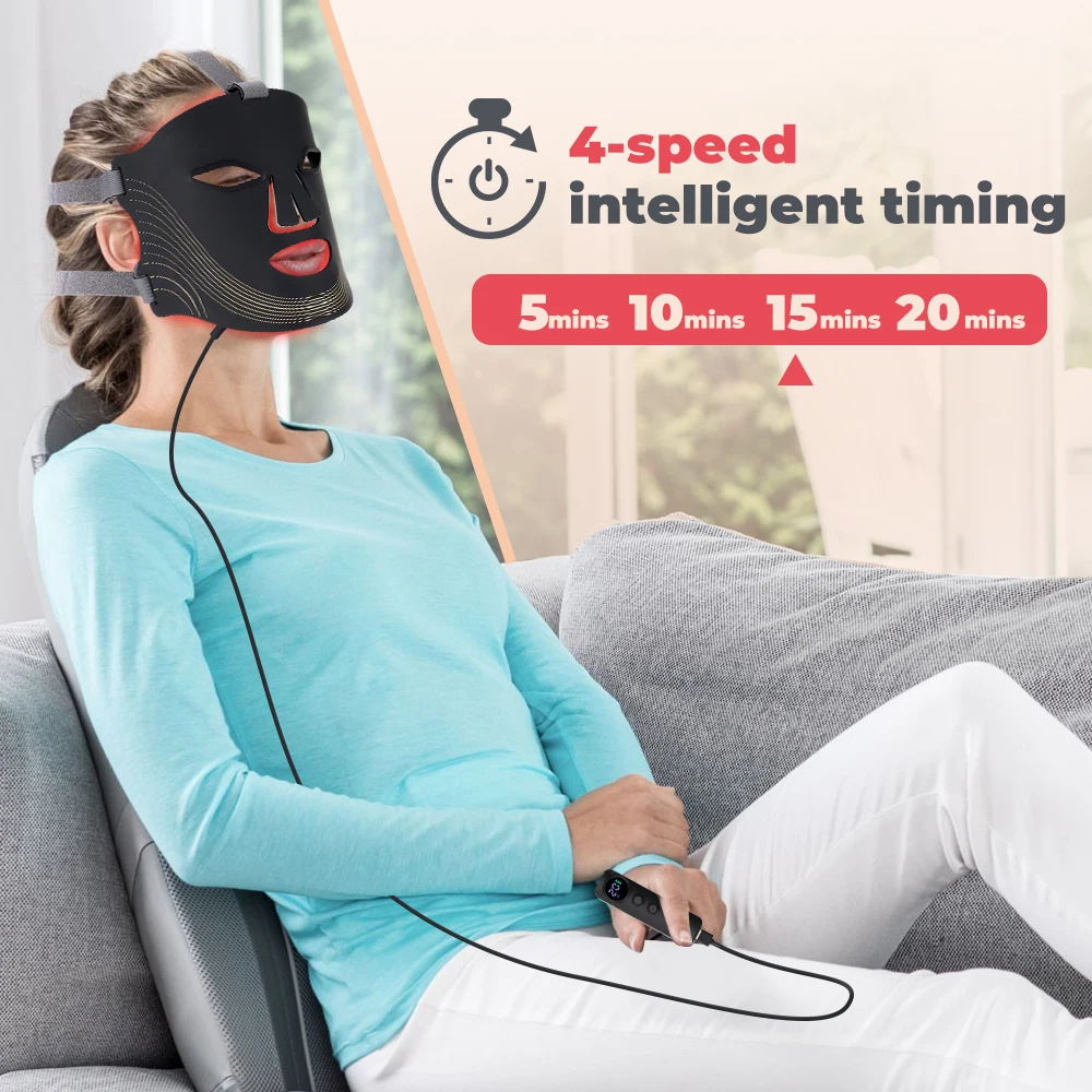 4 Colors Silicone LED Light Therapy Beauty Mask NIR Near Infrared Facial Face Red Light Therapy Mask