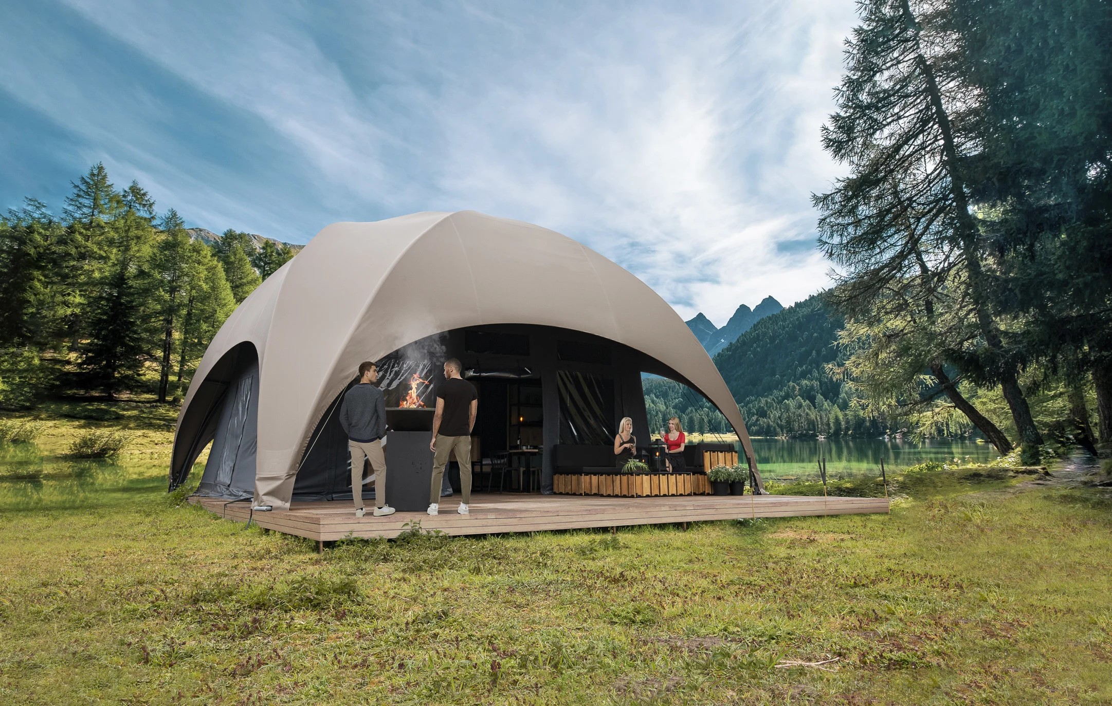 6x6m Deluxe Crossover Dome Tent for Camping and Parties