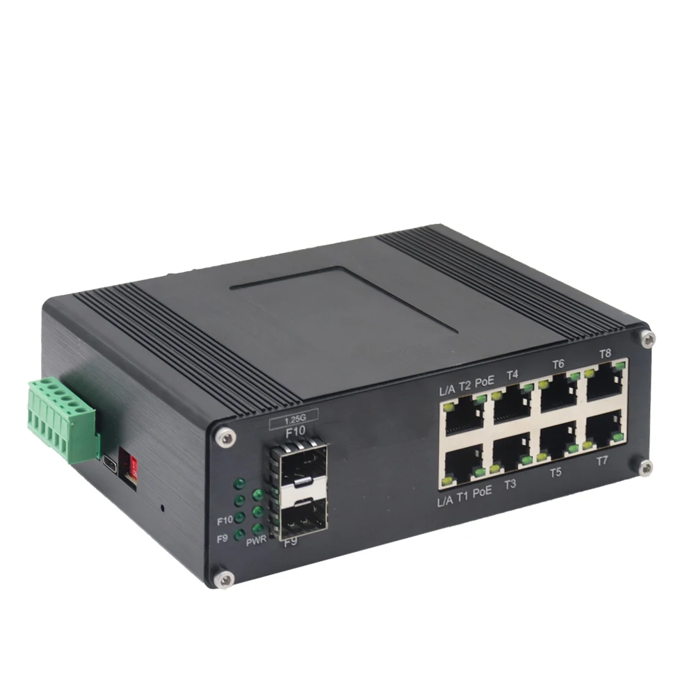 2 X SFP 8 X GE PoE Network Switch Industrial 8 Port Gigabit Ethernet WEB Managed Switch CCTV Networking
