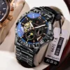 EU-1415 Boîtier noir, face noire, modèle avec bracelet en acier (norme européenne)