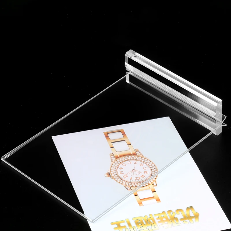 T Shape A4 Acrylic Sign Holder Vertical Double Sided Display Stand Photo Frame Flyer for Restaurant Table Acrylic Menu Holder factory