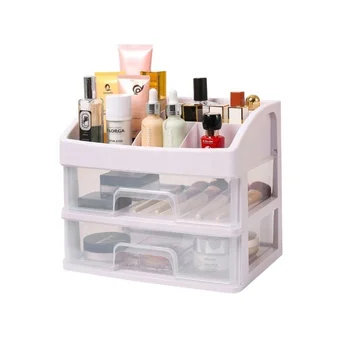 Clear White Multi-Layer Plastic Desktop Organizer Stackable Cosmetic Storage and Organization Box for Bathroom Use