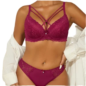 For Women's Woven Underwire Push-Up Bra with Strappy Back Floral Pattern Seamless & Breathable 3/4 Cup