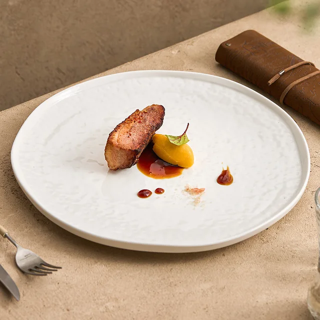 wholesale white dinner round dishes plates matte 9" 10.5" 12"  14 inch color glazed for restaurant hotel ceramic plate