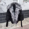 Black+Silver fox fur collar
