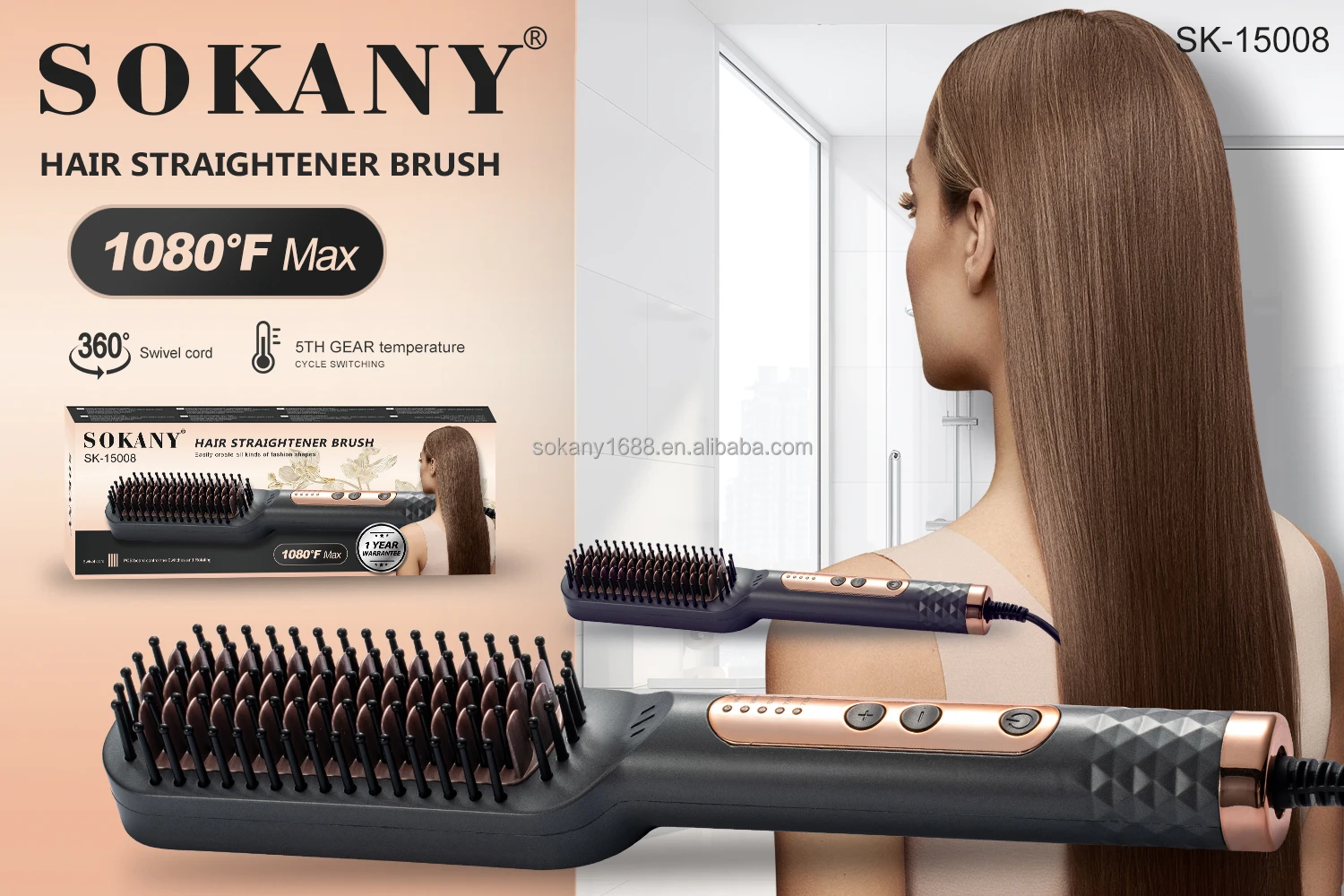 Plancha de Pelo Profesional Sokany 15008, Caliente y Frío, 45w, Cepillo  Secador de Pelo, Peine y Secador de Pelo de un Solo Paso| Alibaba.com