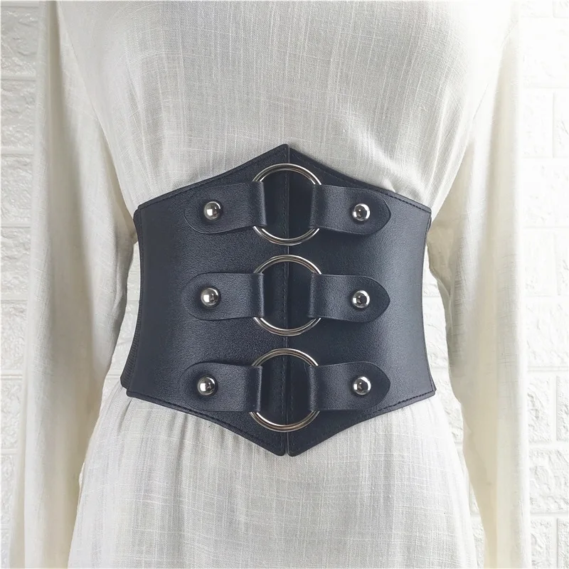 Wholesale Black Elastic PU Leather Belt - Women display picture 3