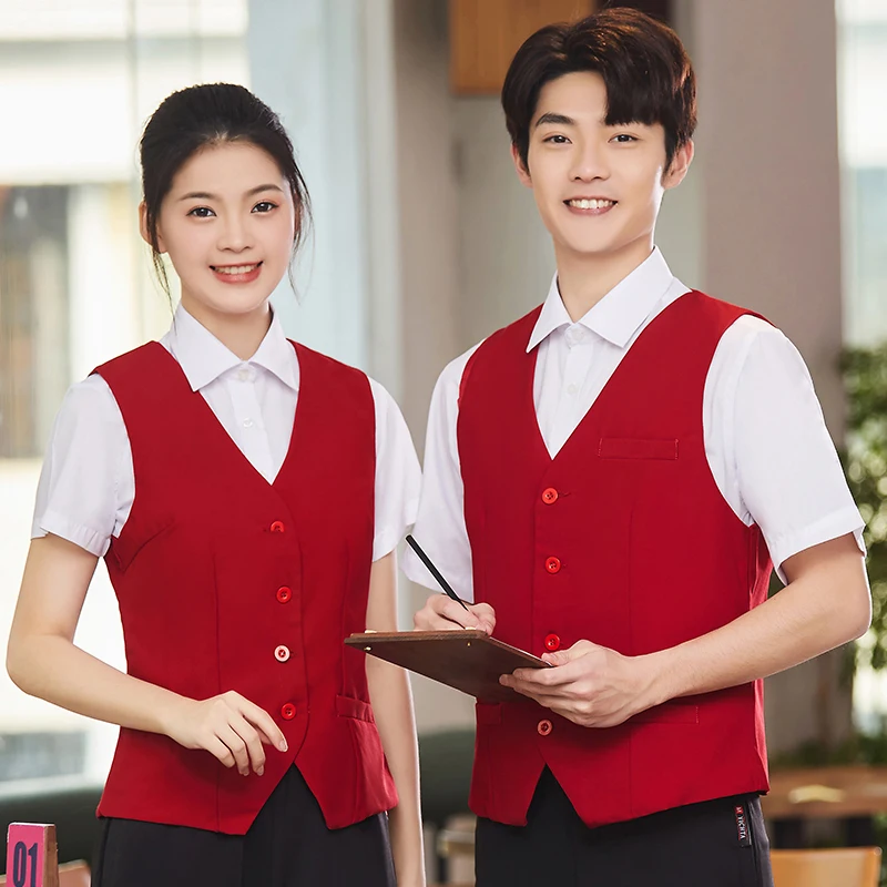 Casual Waistcoat Apron Restaurant Unisex Uniform Vests Business Formal Vest Business Vest