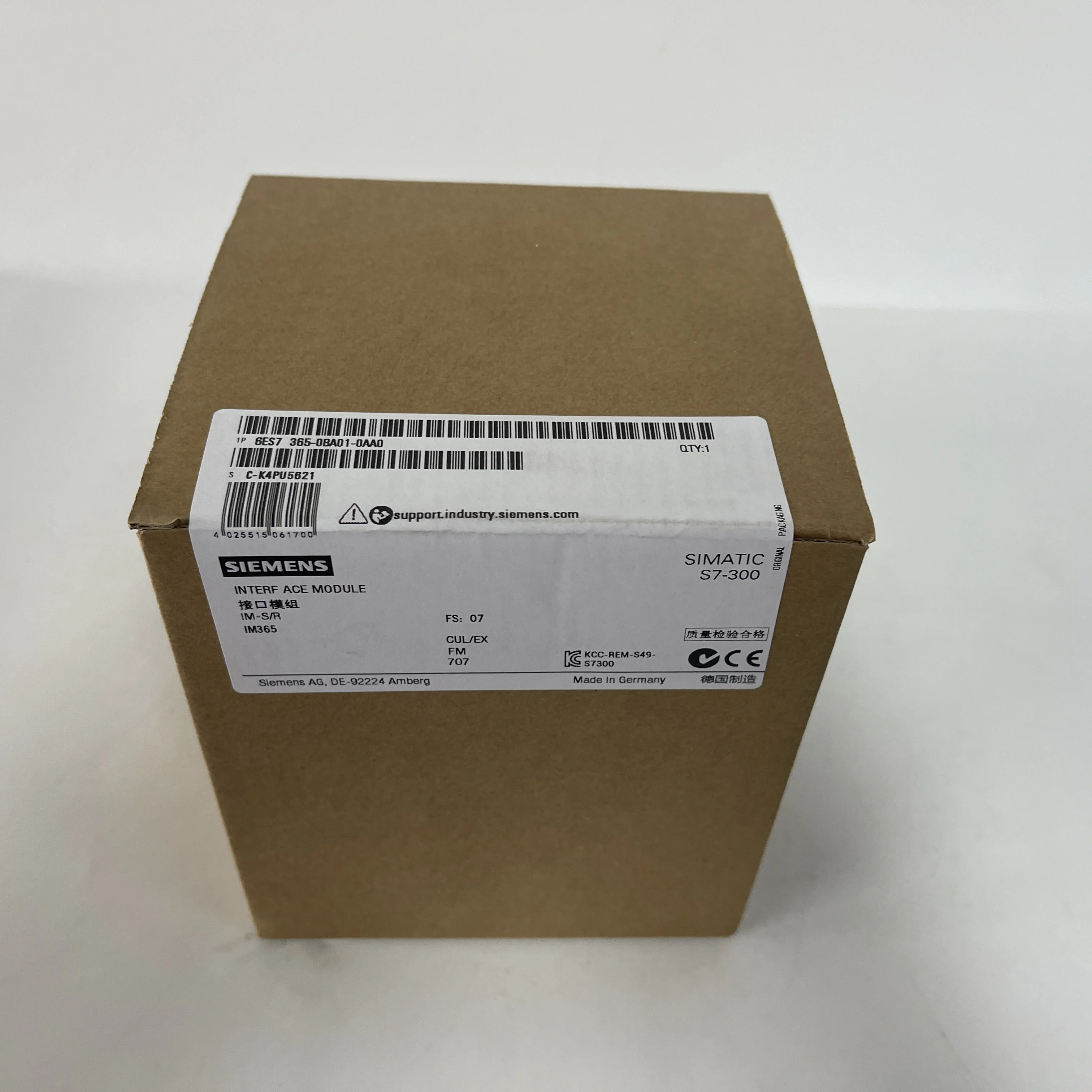 SIEMENS Interface Module IM365 (SIMATIC S7-300) 6ES7365-0BA01-0AA0 SIEMENS Interface Module IM365 (SIMATIC S7-300) 6ES7365-0BA01-0AA0