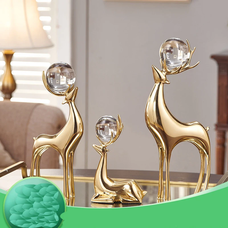 High Quality Solid Brass Deer Ornaments TV Cabinet Wine Cabinet Living Room Home Decorations