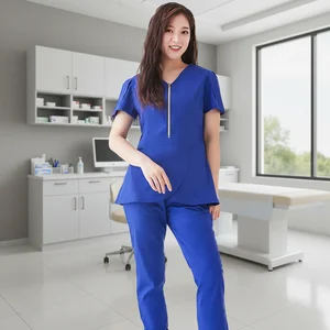 Women's Scrubs Uniforms Sets Polyester Rayon Spandex Woven Fabric Fashionable Medical Uniform