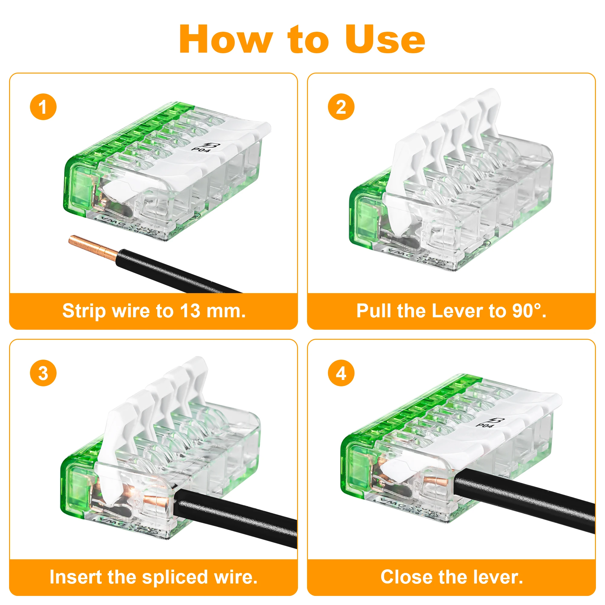 Krealux BELEKS 450V 32A Quick Connector for Easy Wire Connection, Tool-Free Installation