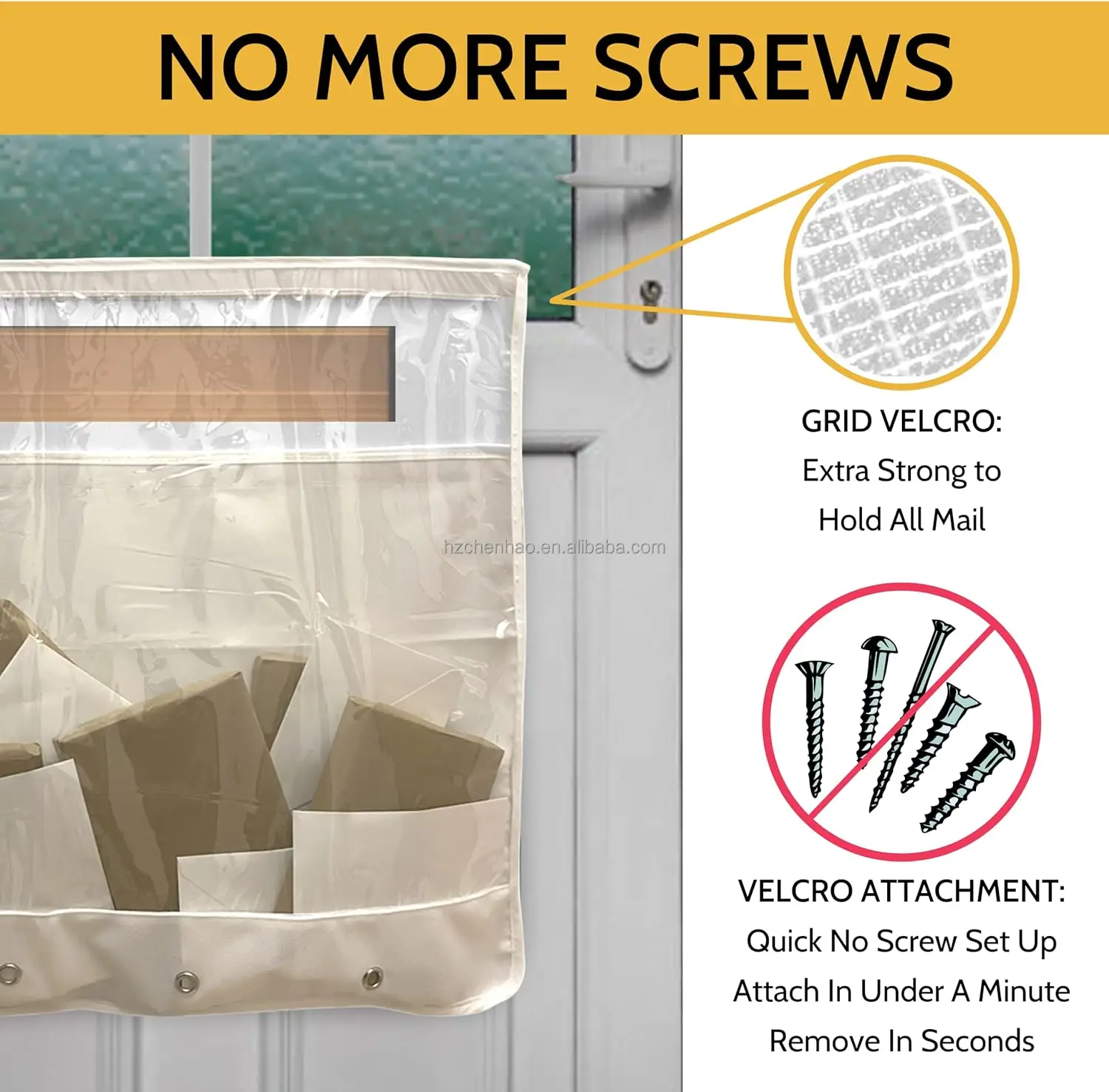 Pvc Transparent Indoor Wall Mount Mail Catcher Bag Door Slot Post Box