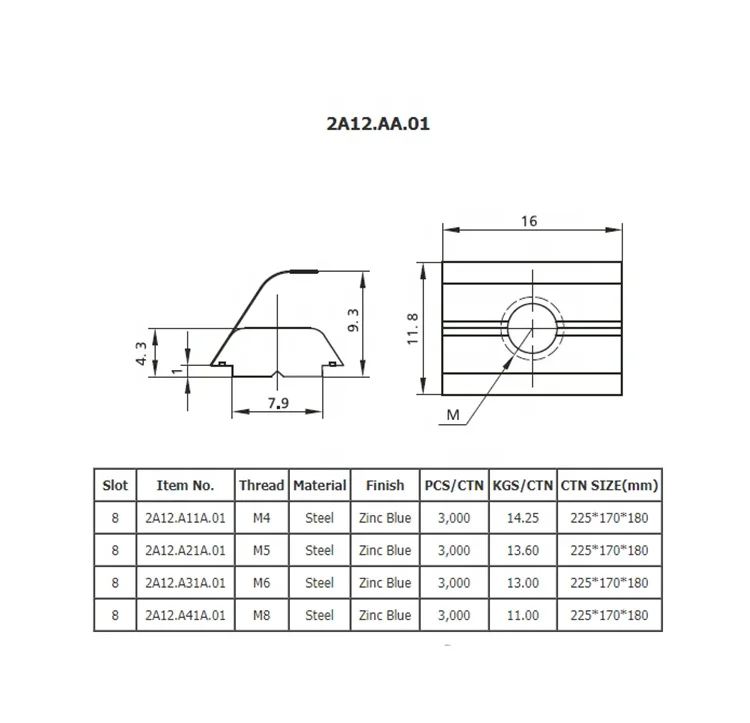 European standard 40 series T nut dimensional precision measurement