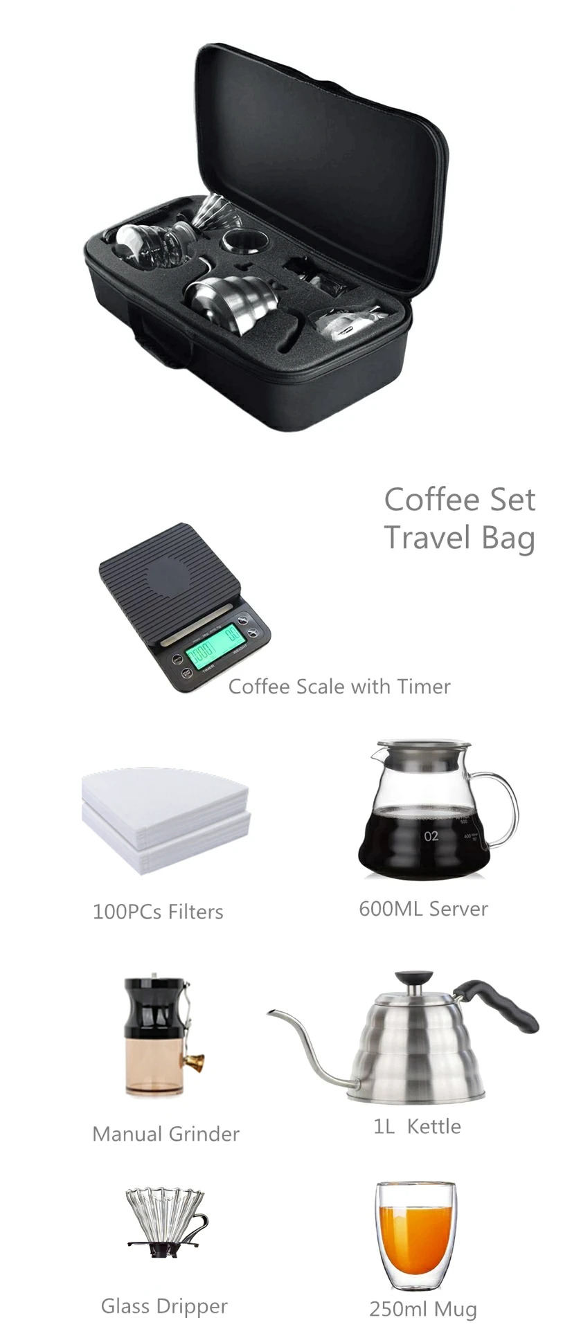 Arabic 60 Coffee Dripper Gift Set Pour Over Coffee Maker Stainless