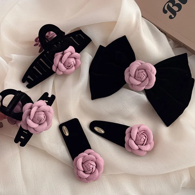 Luxury Camellia Bow Elegant Headband Luxury Brand Style Bow Cream Satin Camellia Headband / Hair  main image 4