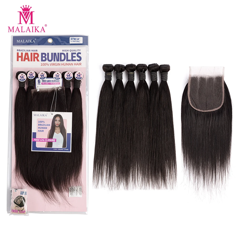 6 human hair bundles with closure