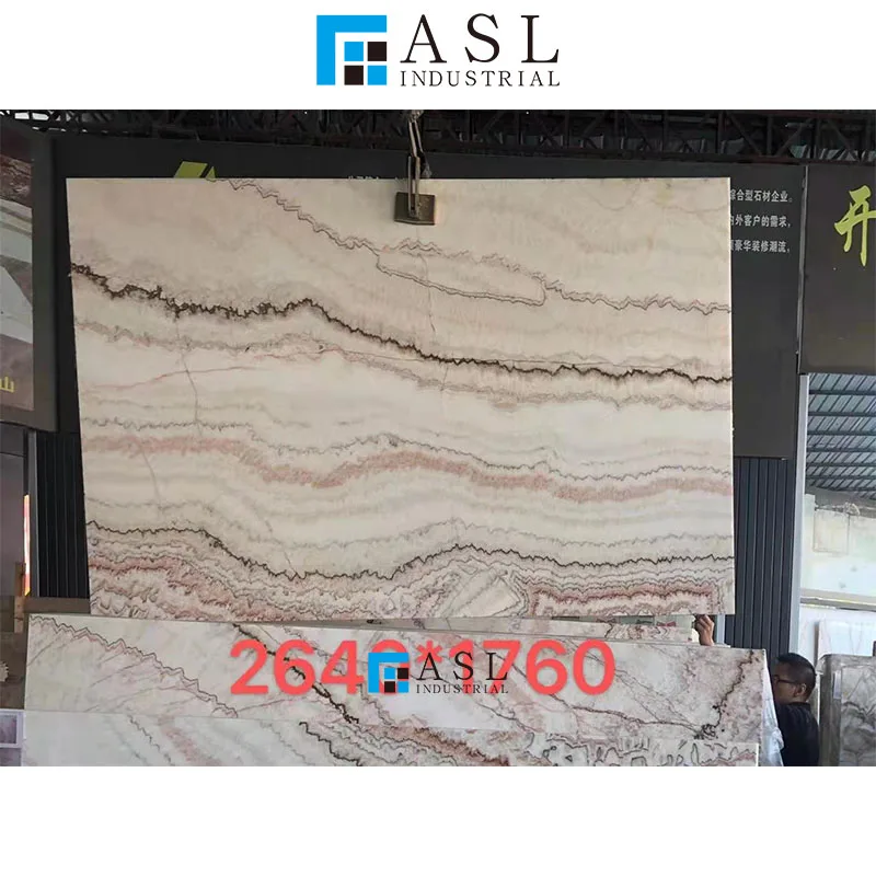Natural beige brown veins Chinese onyx stone slab wooden jade bookmatch marble slab