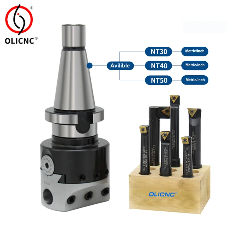 OLICNC F1 type boring head set NT40 ISO40 shanks with 12mm 18mm 25mm 2 inch 3 inch insert replaceable boring bar set boring head - F1 Boring Heads & sets - 1