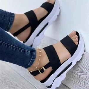 Women Sandals 2026 New Flats Woman Platform Wedges Shoes Ladies Summer Sandals Buckle Wholesale Sandals for Women and Ladies