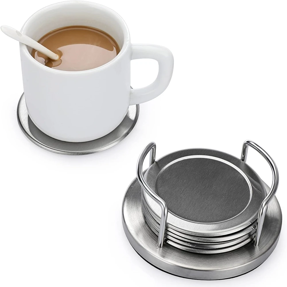 Set 6 Sottobicchieri In Acciaio Inox