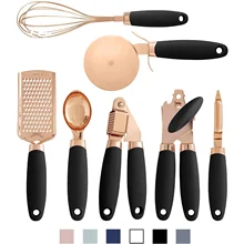 2024 hot kitchen gadgets Rose gold 7 piece set of  kitchen accessories new products garlic press pizza cut home daily