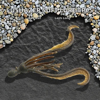 LUSHAZER 4pcs/bag Fishing Soft Lure 3.5g Octopus Squid Bait TPR Material Pesca Wobbler Floating TPE Soft Bait Cod 100mm – Soft Lure – view 3